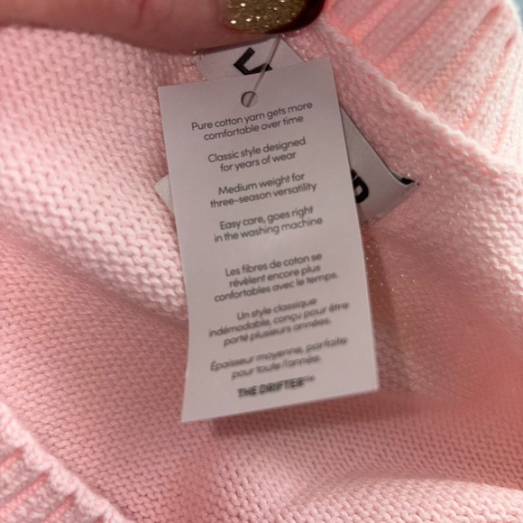 NWT Lands’ End Drifter Cotton Sweater Seasalt Pink Dijon Stripe Plus 2X 20W-22W - Picture 5 of 6